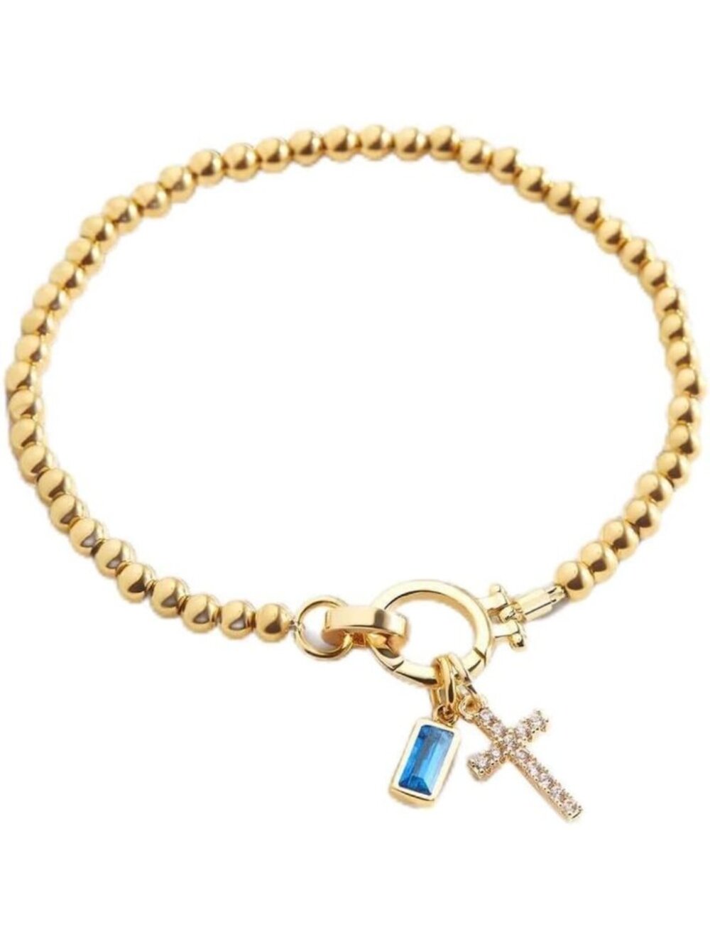 Elegant Cross Charm Birthstone Bracelet - Personalized Gift for Any Occasion